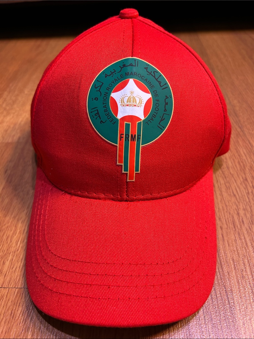 Red Baseball Cap with Moroccan Football Federation Emblem